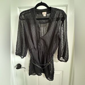 Mossimo Belted Lined Sheer Blouse